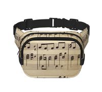 Music Notes on Old Paper Fanny Pack for Men Women Crossbody Waist Bag with 3 Zipper Pockets Waterproof Sports Belt Bag with Adjustable Strap Outdoor Hip Pack Fashion Travel Wallet