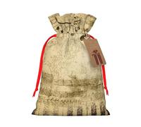 Music Notes on Old Paper Gift Bag with Handles and tag, Holiday Decoration, for Christmas, Birthday, Wedding - (M)