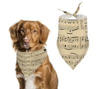 Music Notes on Old Paper Pet Scarf Adjustable Pet Accessories Triangular Scarf Washable Floral Print Puppy Bib Bandana Stylish Comfortable Cat Scarves for Holiday Scarfs