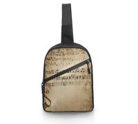 Music Notes on Old Paper Sling Bag Cross Body Bag Waist Pack
