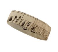 Music Notes on Old Paper Sports Sweatband 15" Polyester Hairband Absorbent Quick-Dry Headband for Running, Yoga