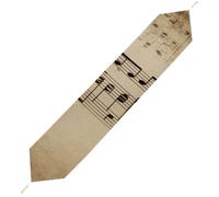 Music Notes on Old Paper Table Runner for Dining Table, Short Plush Runners Washable & Durable Tablerunner Modern Home Decor for Wedding, Kitchen, Holiday 229*33cm