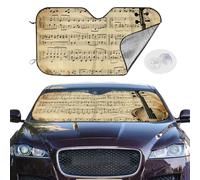 Music Notes On Old Paper Windshield Sun Shade for Car,Personalized Front Window Sun Shade Visor Shield Cover Foldable Car Sun Shade Uv Ray Reflector Keeps Your Vehicle Cool 55x30 Inch