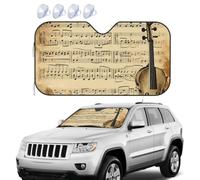 Music Notes On Old Paper Windshield Sun Shade for Car,Personalized Front Window Sun Shade Visor Shield Cover Foldable Car Sun Shade Uv Ray Reflector Car Accessories Keeps Your Vehicle Cool Small