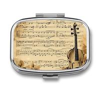 Music Notes Pill Case with 2 Compartment, Pill Organizer Portable Square Pill Box,Vitamin Pill Organizer for Pocket Purse and Travel