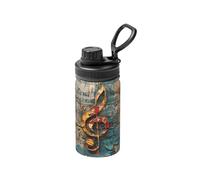 Music Notes Print 12 Oz Insulated Double Walled Stainless Steel Metal Water Bottle for Cold Hot Drink