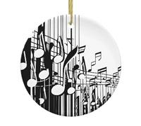 Music Notes Print Christmas Ceramic Circular Pendant Is An Excellent Addition To Your Holiday Decoration
