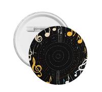 Music Notes -Print Custom Round Enamel Pin - Alloy Metal Lapel Badge For Jacket, Bag, Gift Idea.