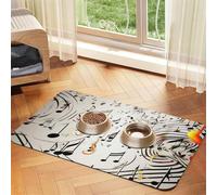 Music Notes Print Dog Food Mats for Floors, 16x24 Inch Non-Slip Super Absorbent Pet Food Mat, Dishwasher Dog Mat for Food and Water, Cute Quick Dry Pet Feeding Mat for Dogs Puppy Cats