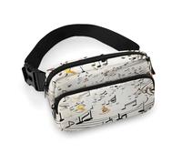 Music Notes Print Full Printed Fanny Pack,Zipper Belt Bag Cute Crossbody Bag Hip Bum Bag with Adjustable Strap