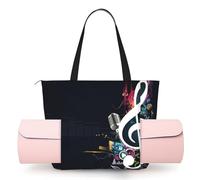 Music Notes Print Ladies Handbag Multi Purpose Casual Bag Durable Camping Bag Hiking Bag for Workout Beach Travel