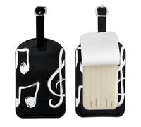Music Notes Print Luggage Tags Stylish Leather Suitcase Tags Cute & Functional Bag Tags for Travel 7cm X 11cm Durable Identification Accessory