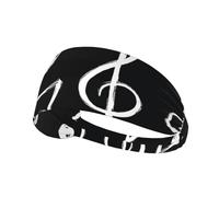 Music Notes Print Non-Slip Elastic Running Headband, Sweat Absorbing Stretchy Hair Bands For Gym Yoga, Soft Skin-Friendly Foldable Workout Headband
