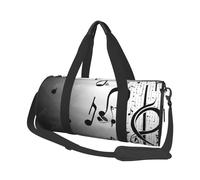 (Music Notes Print) Print Round Large Travel Bag - Multi-Compartment Organizer Lightweight for Trips & Sports