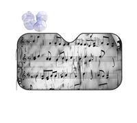 Music Notes Print Printed Car Windshield Sun Shade - Foldable Sun Visor for Car, Car Sun Shade Windshield Protector, Keeps Vehicle Cool & Comfort, Universal Fit Small