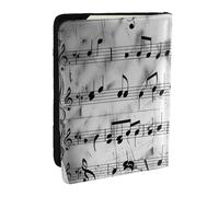 Music Notes Print Printed Passport Holder - 6.5 x 4.5 Inch RFID Blocking Travel Wallet,Stylish Passport Cover,Lightweight Document Organizer for Cards