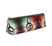 Music Notes Print PVC Coin Purse Money Bag Makeup Case Pencil Pouch Zipper stationery case Women Men, White, One Size, Simple