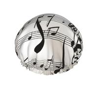 Music Notes Print Shower Caps for Women Reusable Waterproof Shower Bonnet Large Elastic Bath Caps Double Layers Bathing Hair Caps Designed for all Hair Lengths with PEVA Lining