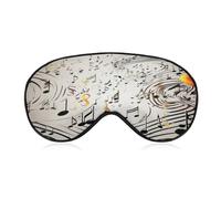 Music Notes Print Sleep Mask Personality Eye Sleep Shade Cover Comfortable Breathable Sleeping Blindfold Soft Comfortable Night Eye Cover Adjustable Band Eye Mask for Men Women