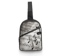 Music Notes Print Sling Bag Cross Body Bag Waist Pack