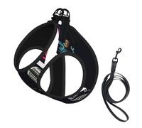 Music Notes Print Small Dog Harness And Leash Set, Adjustable Soft Vest With 360° Reflective Straps For Cats Puppy
