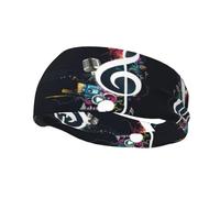 Music Notes Print Sweatbands Sports Headband For Men & Women,For Running Fitness Yoga Cycling,Sweat Wicking Non Slip