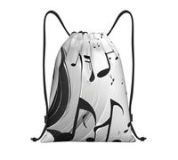Music Notes Print Title: Lightweight Drawstring Duffel Bag â€“ Water-Resistant Foldable Gym Sack with Adjustable Shoulder Strap, Ideal for Sports, Yoga, Travel and School