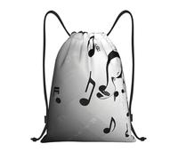Music Notes Print Title: Lightweight Drawstring Duffel Bag â€“ Water-Resistant Foldable Gym Sack with Adjustable Shoulder Strap, Ideal for Sports, Yoga, Travel and School