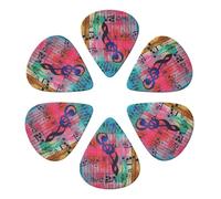Music Notes Printed Guitar Picks 6-Pack with Holder - 0.96mm Funny Guitar Picks for Acoustic Guitar, Electric Guitar, Bass Guitar