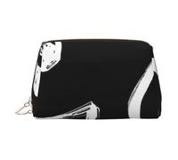 Music Notes Printed Small Makeup Bag Portable Leather Make up Bag Travel Cosmetic Bags Organizer for Women, Gold Zipper