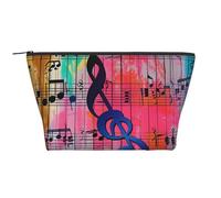 Music Notes Printed Travel Makeup Bag Trapeze Cosmetic Bag Makeup Case Toiletry Bag Organiser for Women