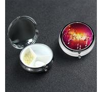 Music Notes Round Pill Box 3 Compartment Cute Travel Pill Organizer Case Portable Medicine Vitamin Organizer Metal Pill Case for Women Men Travel Unique Gift