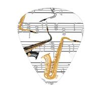 Music Notes Saxophones,12 Pcs Guitar Pick,3 Different Thickness Plectrums for Acoustic Guitar Bass Ukulele (0.46mm 0.96mm 0.71mm)