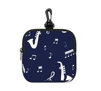 Music Notes Saxophones, Square Zipper Storage Bag, Neoprene Coin Purse, Small Wallets, Change Pouch, Change Purse