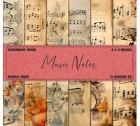 Music Notes Scrapbook Paper: Antique Style, Vintage Designs, Double Sided 8 x 8" Sheets