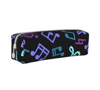 Music Notes Seamless Pattern Pencil Case Leather Simple Zipper Pencil Bag, Color 4, 21 x 5 x 5.5 cm