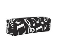 Music Notes Seamless Pattern Pencil Case Leather Simple Zipper Pencil Bag, Color 7, 21 x 5 x 5.5 cm
