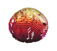Music notes Shower Cap Reusable Waterproof Shower Bonnet for Women Men Elastic Band Bath Hair Hat Double Layered Washable Bath Cap for All Hairstyles, Travel-Friendly