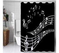 Music Notes Shower Curtain Extra Long Shower Curtains Mould Proof Musical Notes Bathroom Curtain Waterproof Polyester Fabric Washable for Wet Room 200x200 cm B5627