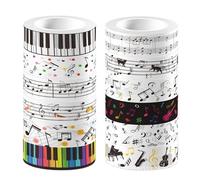 Music Notes Tape, Enhances Gift Wrapping, 15x10x4cm, Rolls Masking Tape Set, Music Note Rainbow Adhesive, Music-themed Design, For Students, Men, Women, Friends, And Family