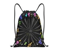 Music Notes Title: Lightweight Drawstring Duffel Bag â€“ Water-Resistant Foldable Gym Sack with Adjustable Shoulder Strap, Ideal for Sports, Yoga, Travel and School