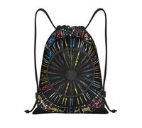 Music Notes Title: Lightweight Drawstring Duffel Bag â€“ Water-Resistant Foldable Gym Sack with Adjustable Shoulder Strap, Ideal for Sports, Yoga, Travel and School