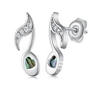 Music Notes/Treble Clef Earrings, 925 Sterling Silver, Music Gifts, Music Earrings for Women, Music Note Jewellery, Gifts for Girls, Sterling Silver, Cubic Zirconia