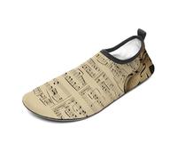 Music Notes Water Shoes for Men Women, Lightweight Stretch Swim Shoes with Anti-Slip Rubber Sole, Quick-Dry Aqua Socks for Pool, Beach, Surfing, Style, 5 Women/5 Men