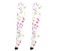 Music Notes White Thigh High Stockings Women Fun Long Socks over Knee Funny Thigh Highs Femboy, Music Notes White, M