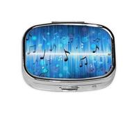 Music Notes with Clef,Meta Pill Box 2 Compartment Medicine Case,Portable Organizer