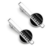 Music Notes with Clef Tie Clips for Men 2 Pcs Necktie Bar Pinch Clothing Accessories Suitable for Wedding Business Anniversary