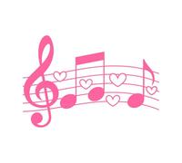 Music Notes with Hearts Fine Carving Stickers 50.4x74.3cm Art Mural Painting Pink