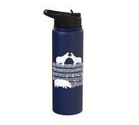 Music Notes with Hippo on Music Sheet - Music Teacher Stainless Steel Insulated Water Bottle