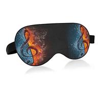 Music Notes with Ice and Fire On Black Eye Masks Cover Blocks Light Sleep Mask Shade Cover Blindfold Relaxing Eyeshade Cover with Adjustable Head Strap for Men Women Kids